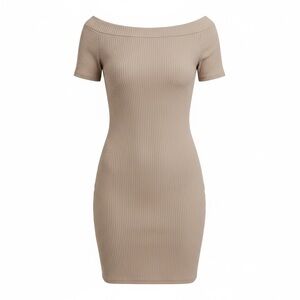 NWT Ribbed Off-Shoulder Dress in Light Pink Gentle Fawn Size M